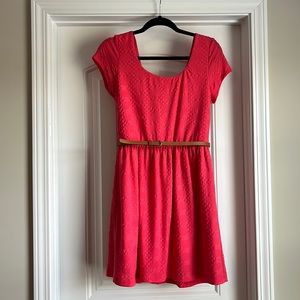 Pink belted dress